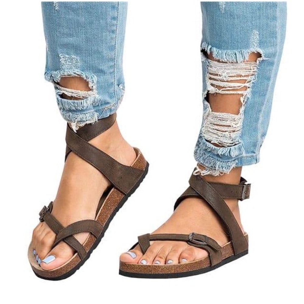 Ankle wrap gladiator sandals